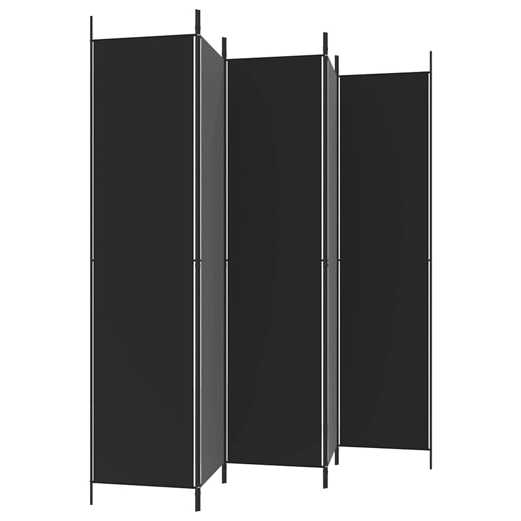 5-Panel Room Divider Black 250x220cm Fabric | Simpledeals
