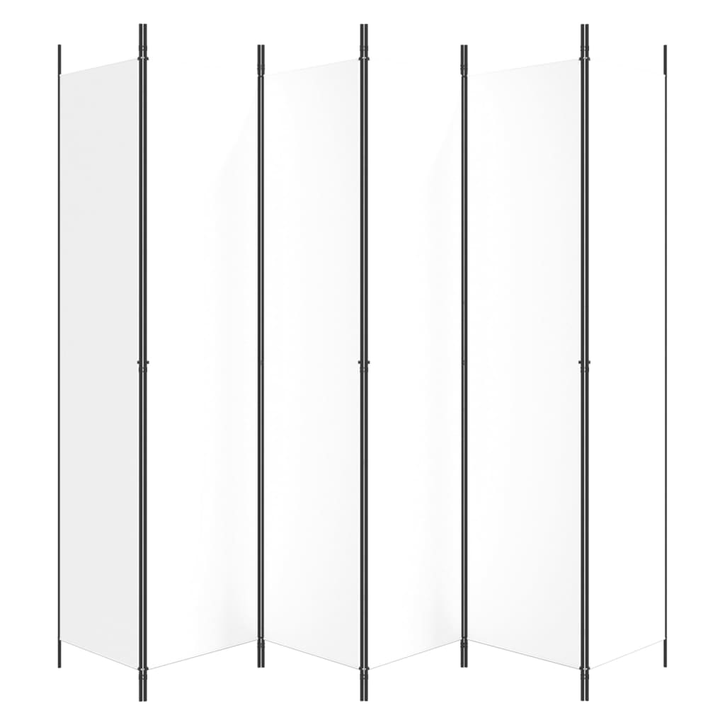 6-Panel Room Divider 300x220cm White Fabric | Simpledeals