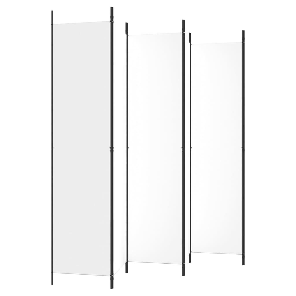 6-Panel Room Divider 300x220cm White Fabric | Simpledeals