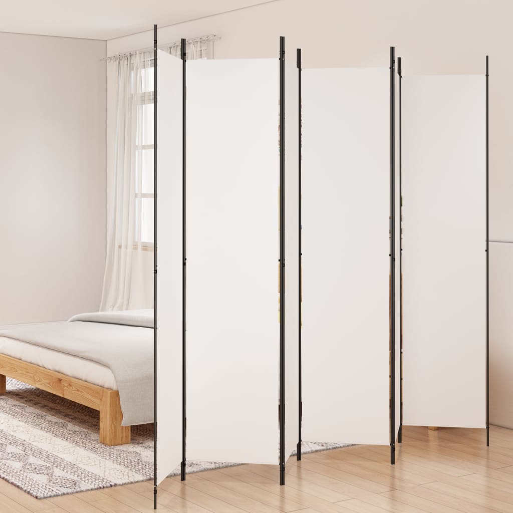 6-Panel Room Divider 300x220cm White Fabric | Simpledeals