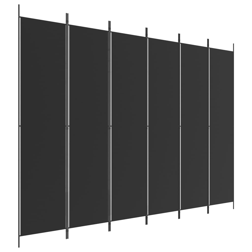 6-Panel Room Divider Black 300x220cm | Simpledeals
