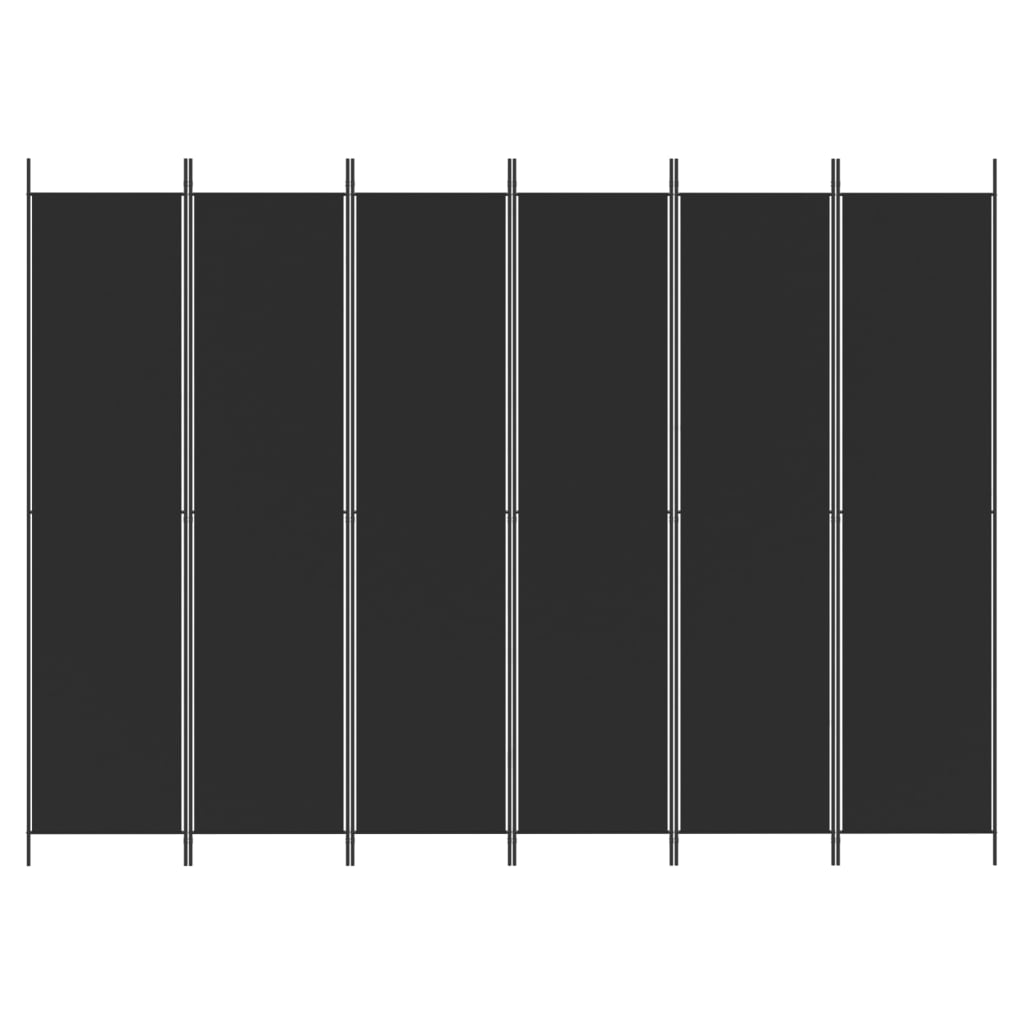 6-Panel Room Divider Black 300x220cm | Simpledeals