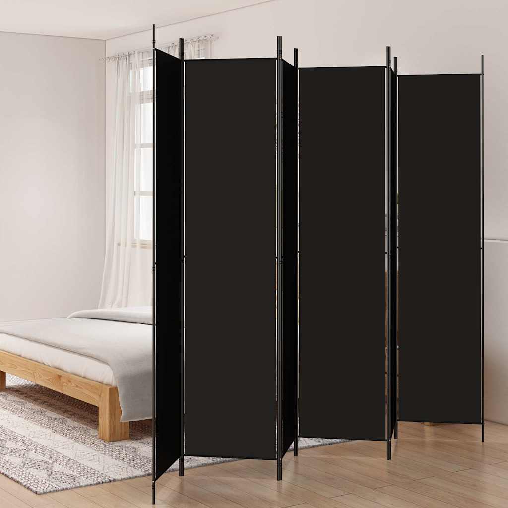 6-Panel Room Divider Black 300x220cm | Simpledeals