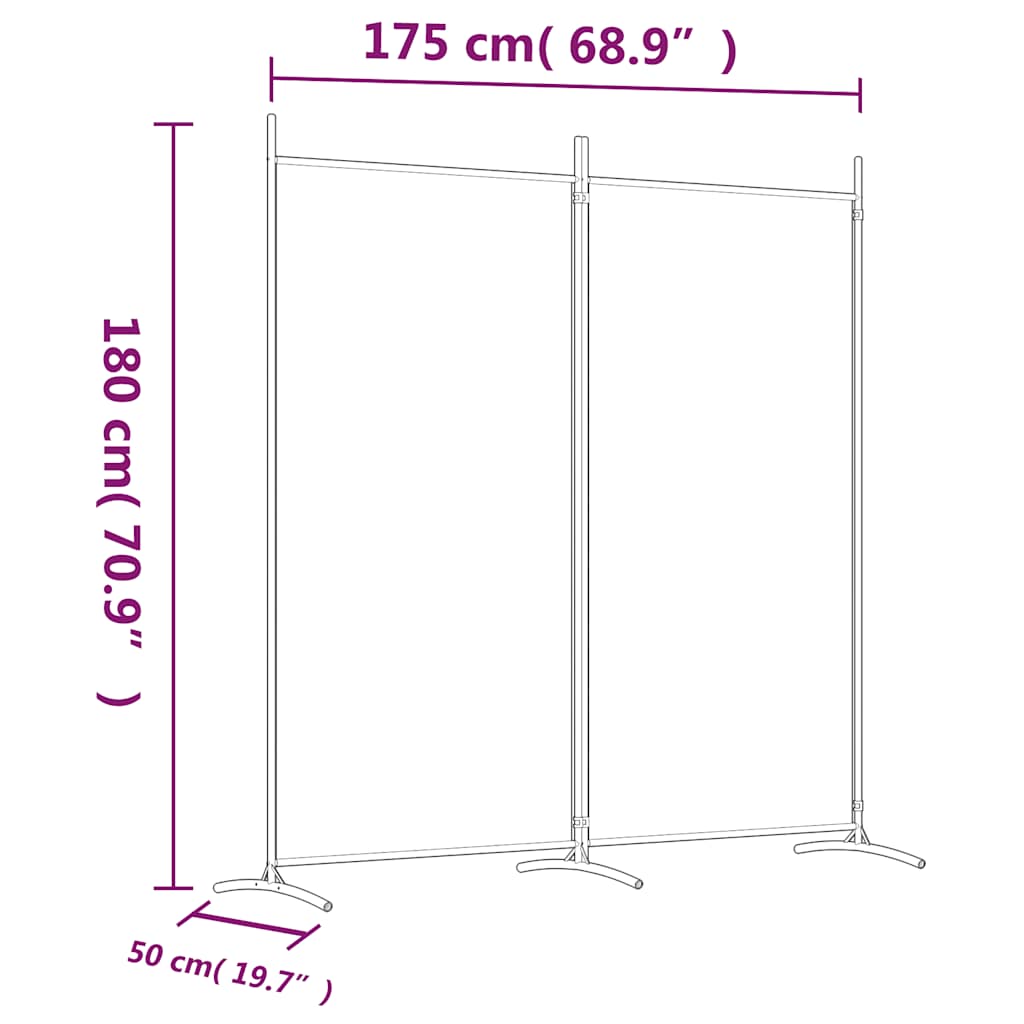2-Panel Fabric Room Divider 175x180cm | Simpledeals