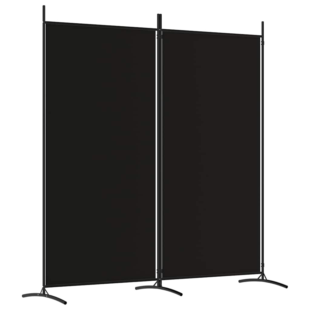 2-Panel Fabric Room Divider 175x180cm Black | Simpledeals