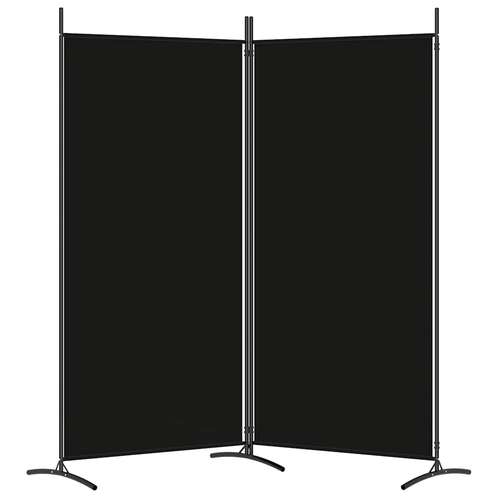2-Panel Fabric Room Divider 175x180cm Black | Simpledeals