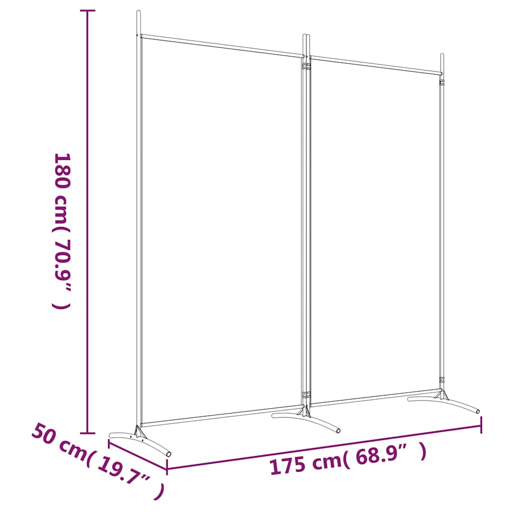 2-Panel Fabric Room Divider 175x180cm Black | Simpledeals