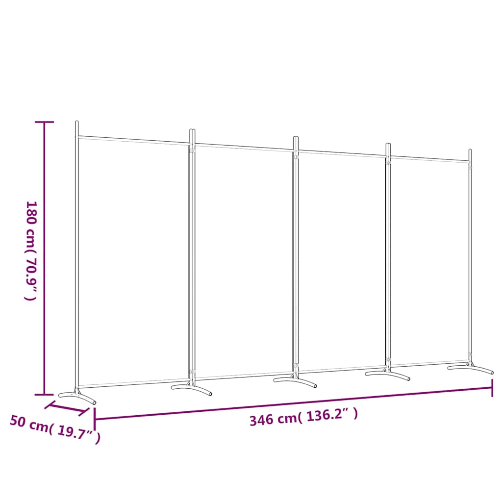 4-Panel Fabric Room Divider Anthracite 346cm | Simpledeals