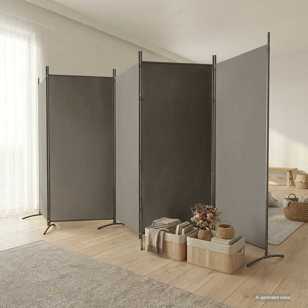 5-Panel Fabric Room Divider 433cm Anthracite | Simpledeals
