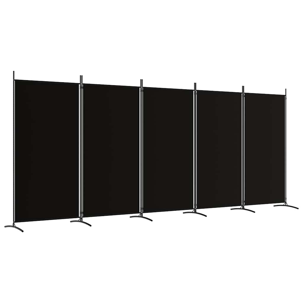 5-Panel Fabric Room Divider 433cm Black | Simpledeals