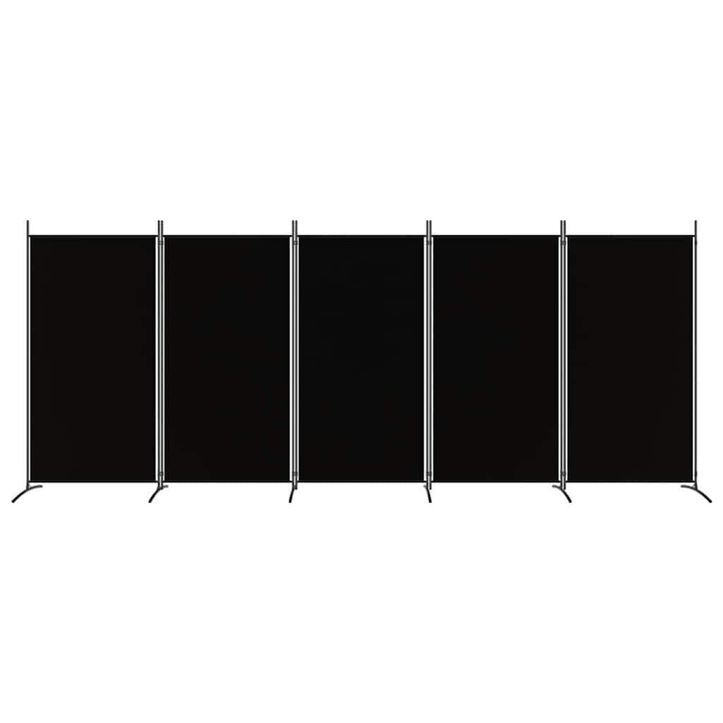 5-Panel Fabric Room Divider 433cm Black | Simpledeals