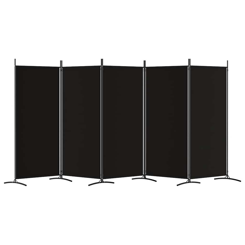 5-Panel Fabric Room Divider 433cm Black | Simpledeals