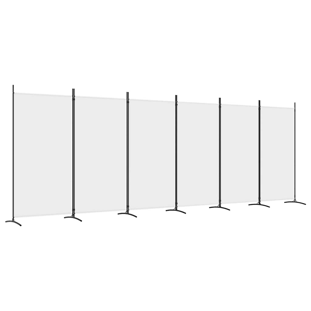 6 Panel Room Divider White 520cm Fabric | Simpledeals