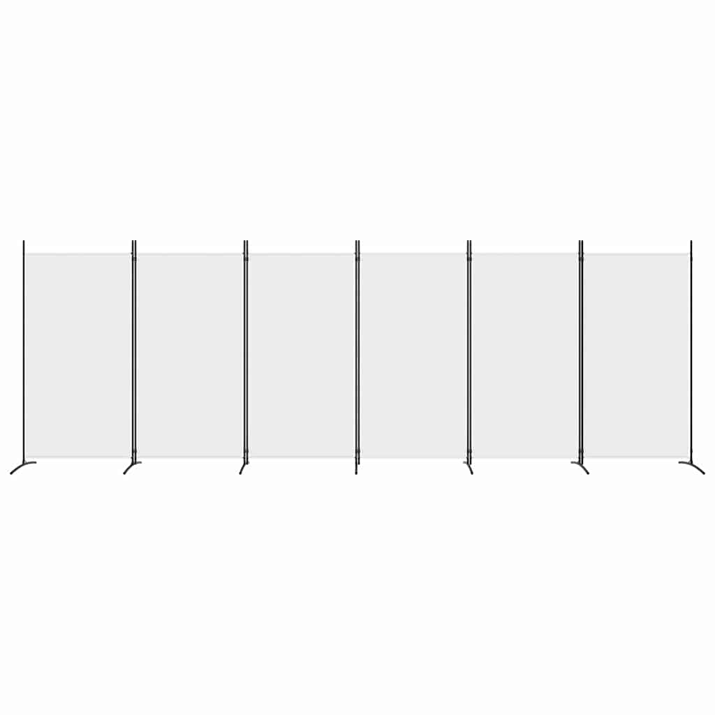 6 Panel Room Divider White 520cm Fabric | Simpledeals