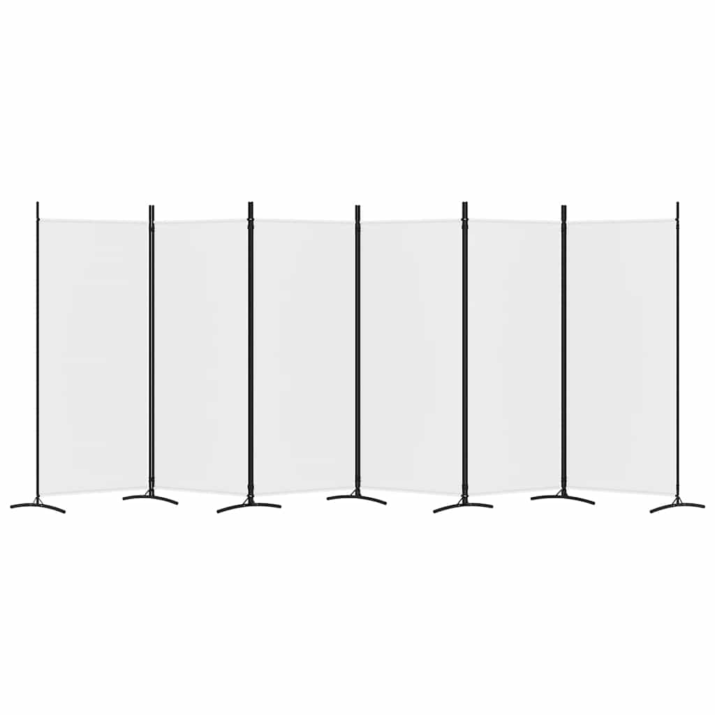 6 Panel Room Divider White 520cm Fabric | Simpledeals
