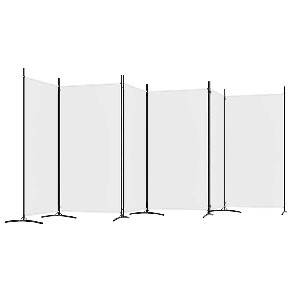 6 Panel Room Divider White 520cm Fabric | Simpledeals
