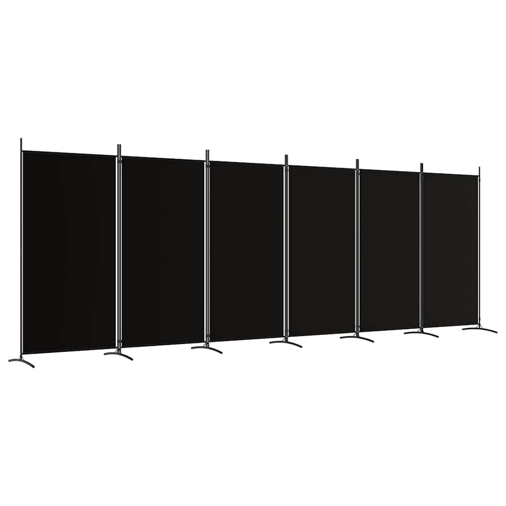 6-Panel Room Divider Fabric 520cm Black | Simpledeals