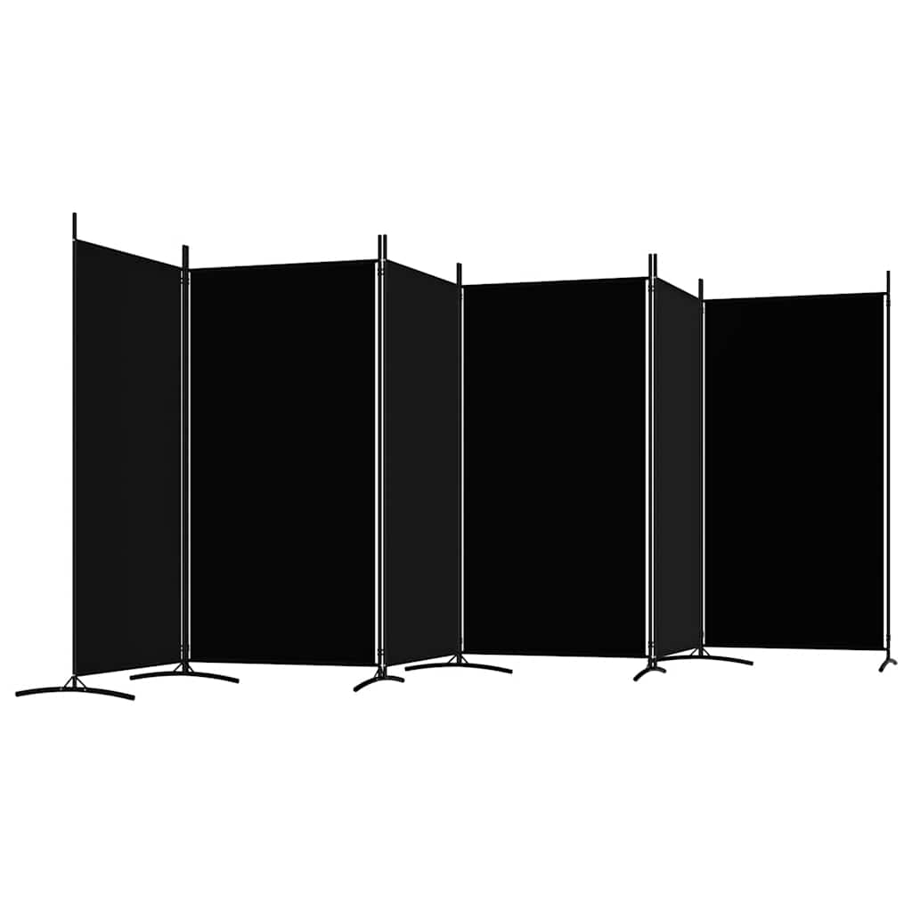 6-Panel Room Divider Fabric 520cm Black | Simpledeals