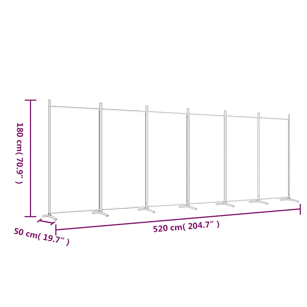 6-Panel Room Divider Fabric 520cm Black | Simpledeals