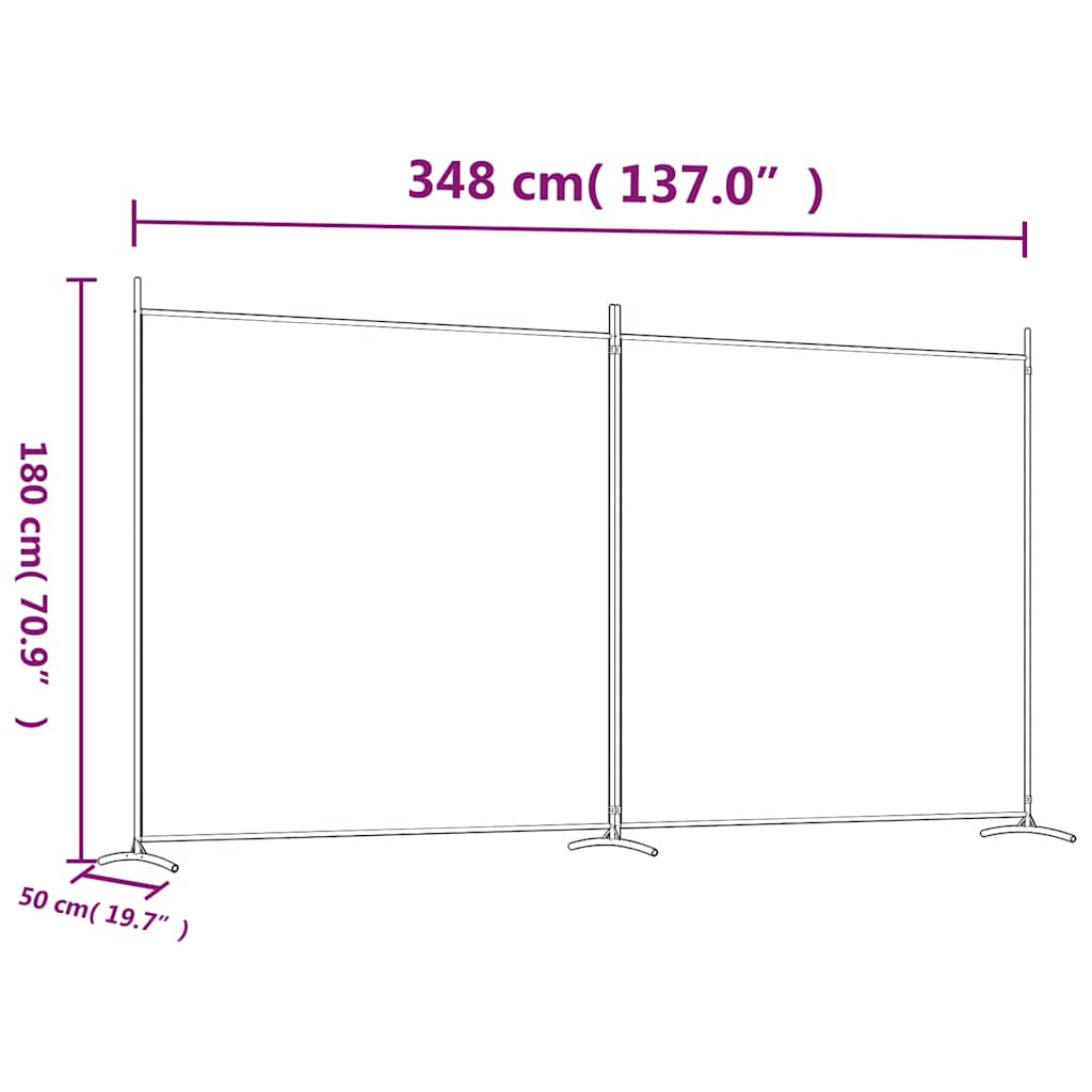 2-Panel Fabric Room Divider 348x180cm | Simpledeals
