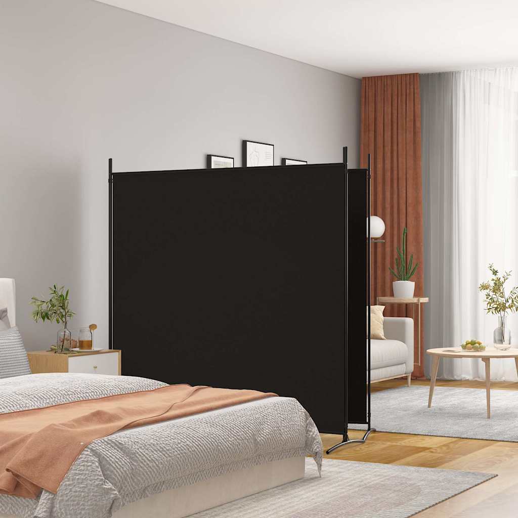 Fabric Room Divider 2-Panel 348x180cm Black | Simpledeals
