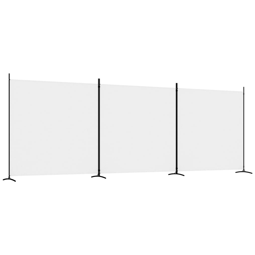 3-Panel Fabric Room Divider 525x180cm White | Simpledeals