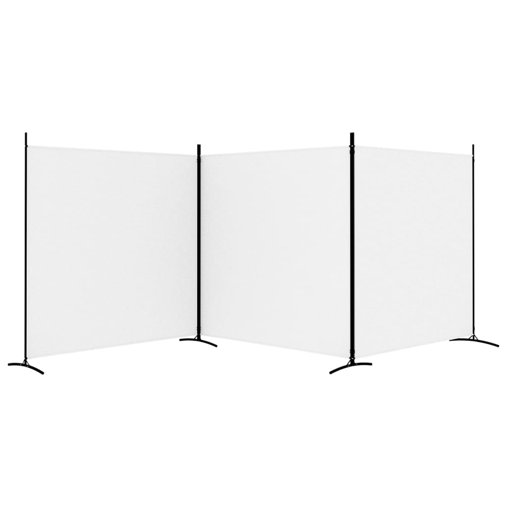 3-Panel Fabric Room Divider 525x180cm White | Simpledeals