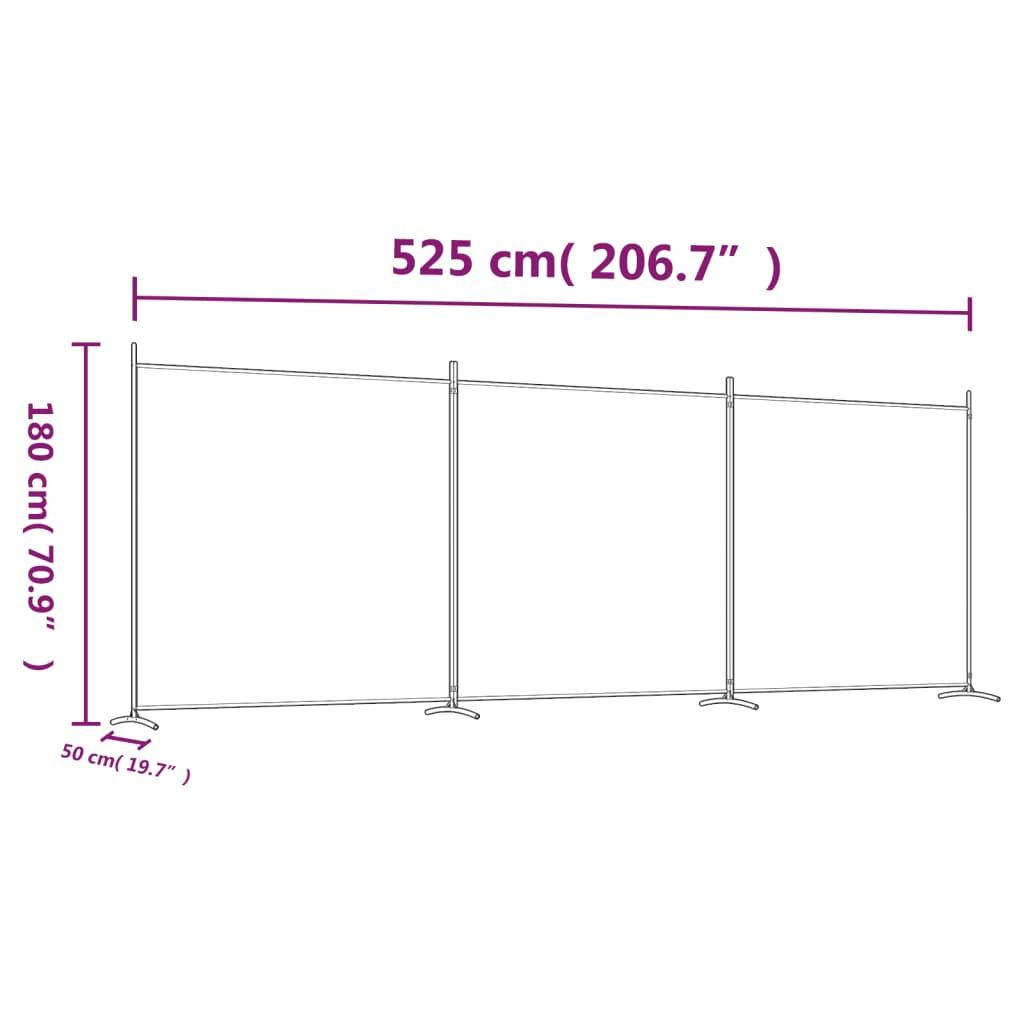 3-Panel Room Divider 525cm Folding Screen | Simpledeals