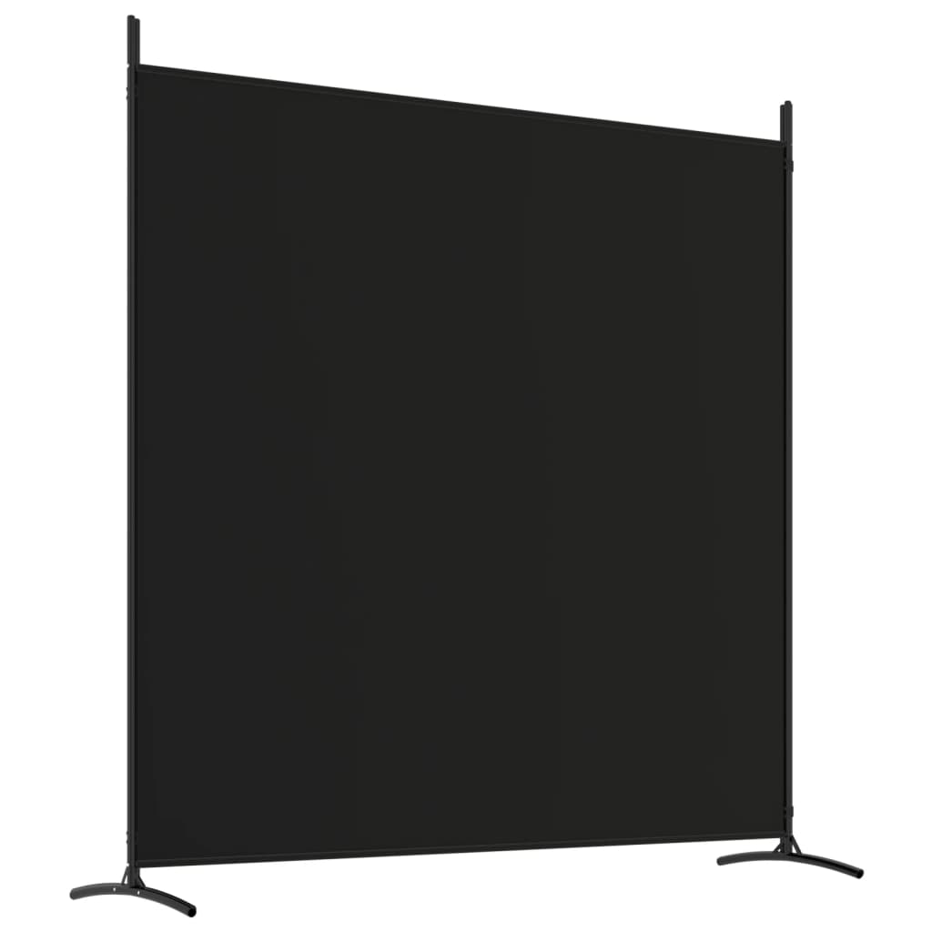 3-Panel Room Divider Black Fabric 525x180cm | Simpledeals