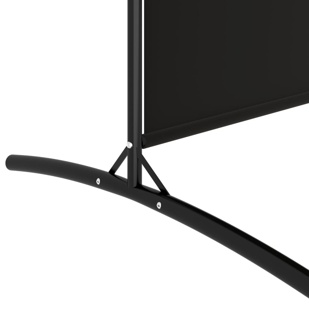 3-Panel Room Divider Black Fabric 525x180cm | Simpledeals