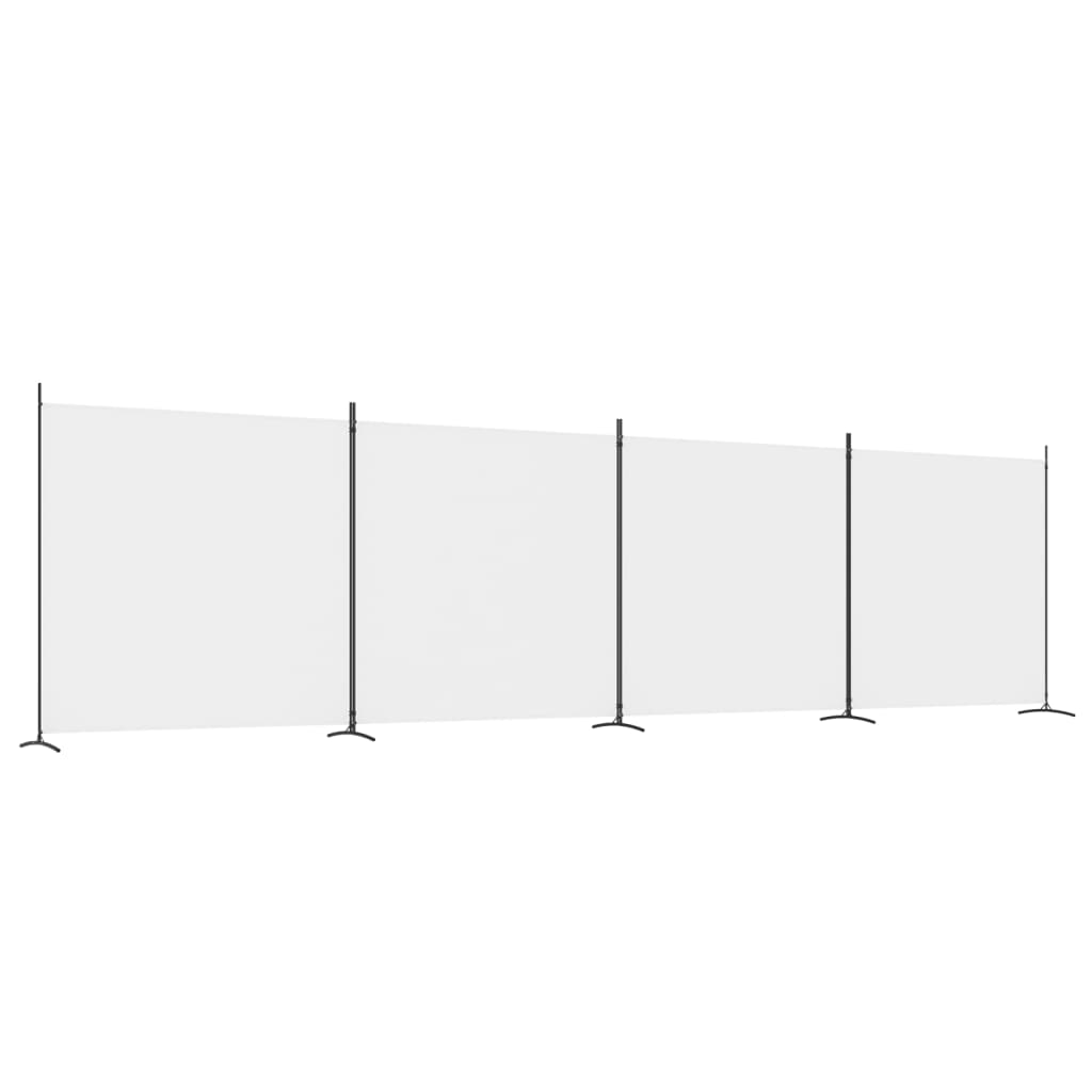 4-Panel Room Divider White Fabric 698cm | Simpledeals