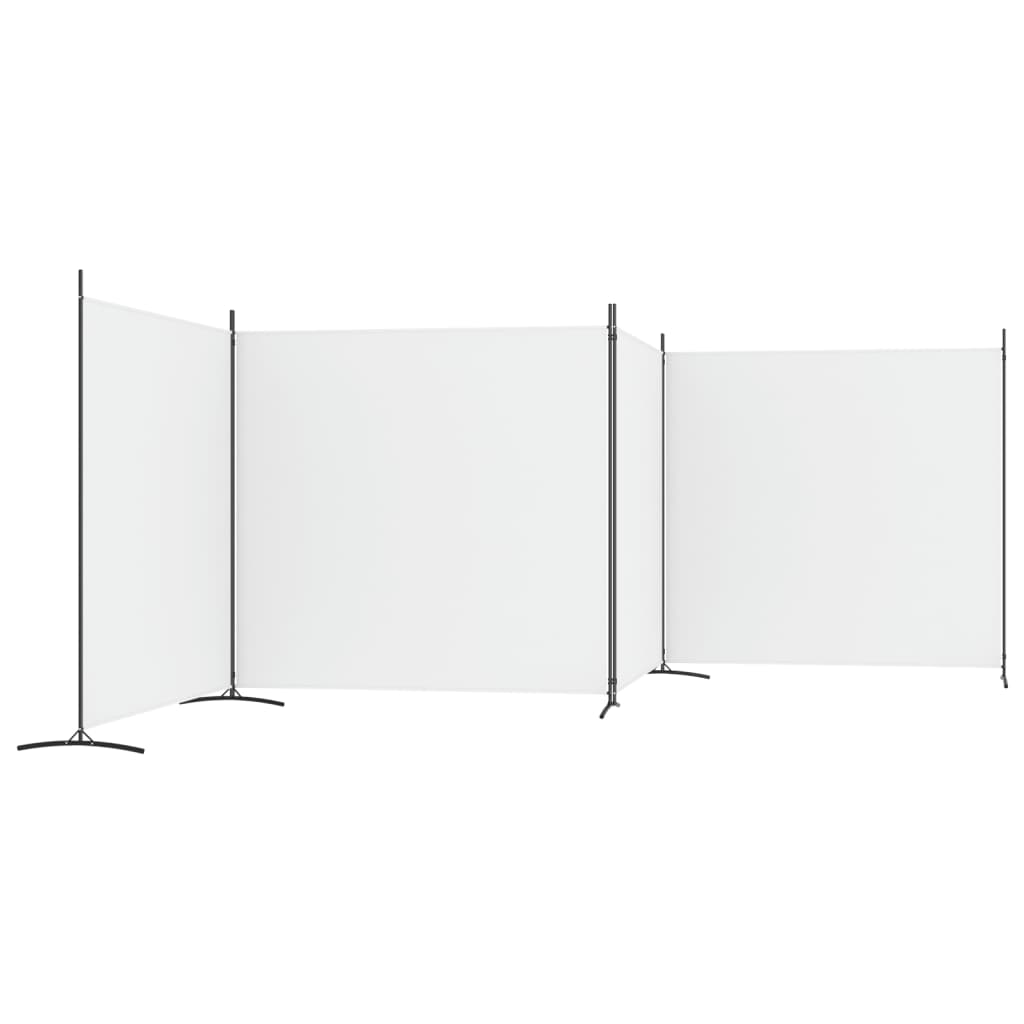 4-Panel Room Divider White Fabric 698cm | Simpledeals