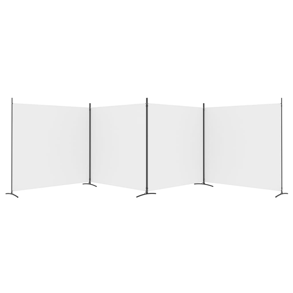4-Panel Room Divider White Fabric 698cm | Simpledeals