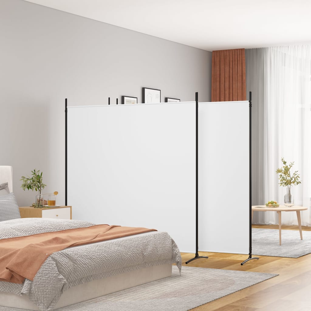 4-Panel Room Divider White Fabric 698cm | Simpledeals