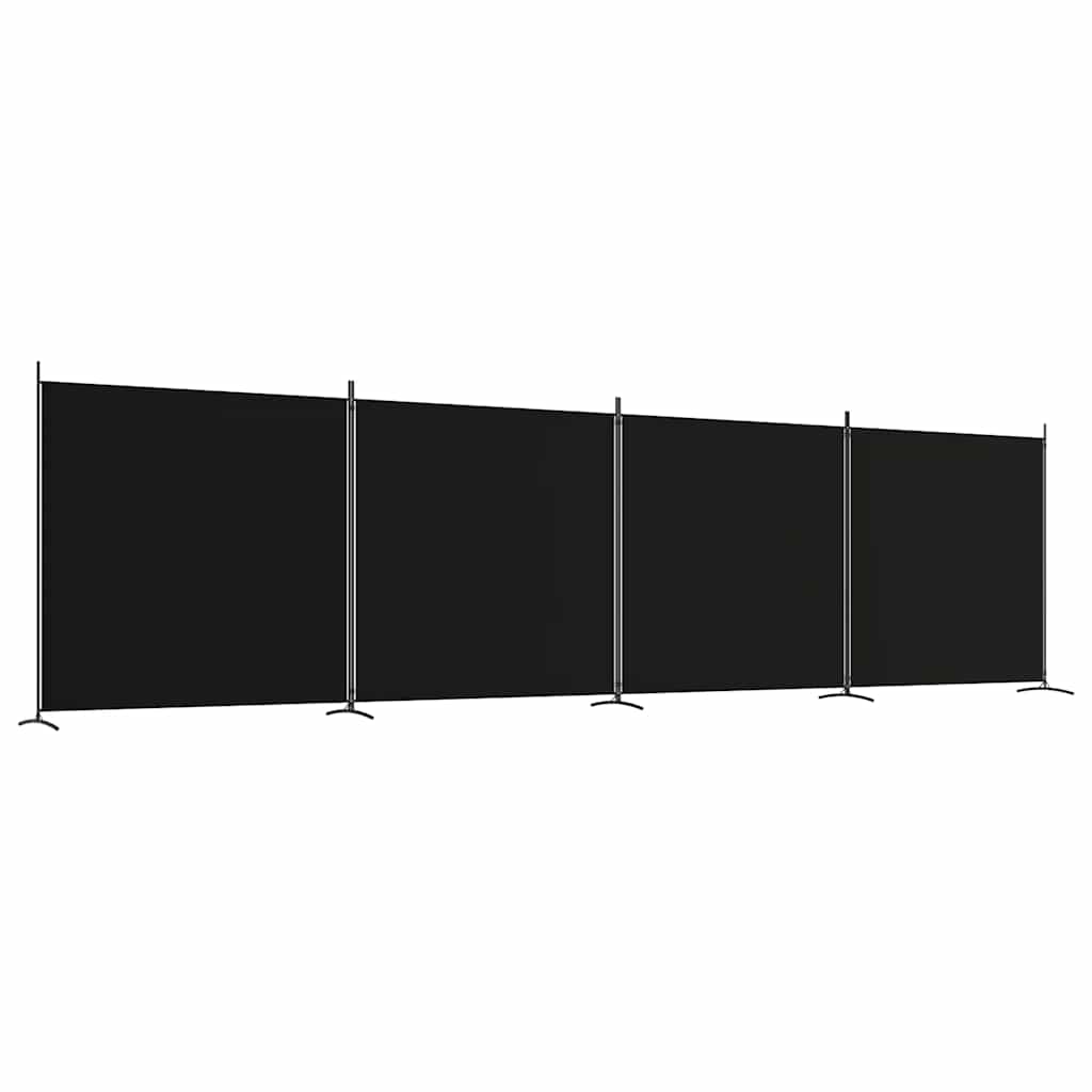 4-Panel Room Divider Black Fabric 698cm | Simpledeals