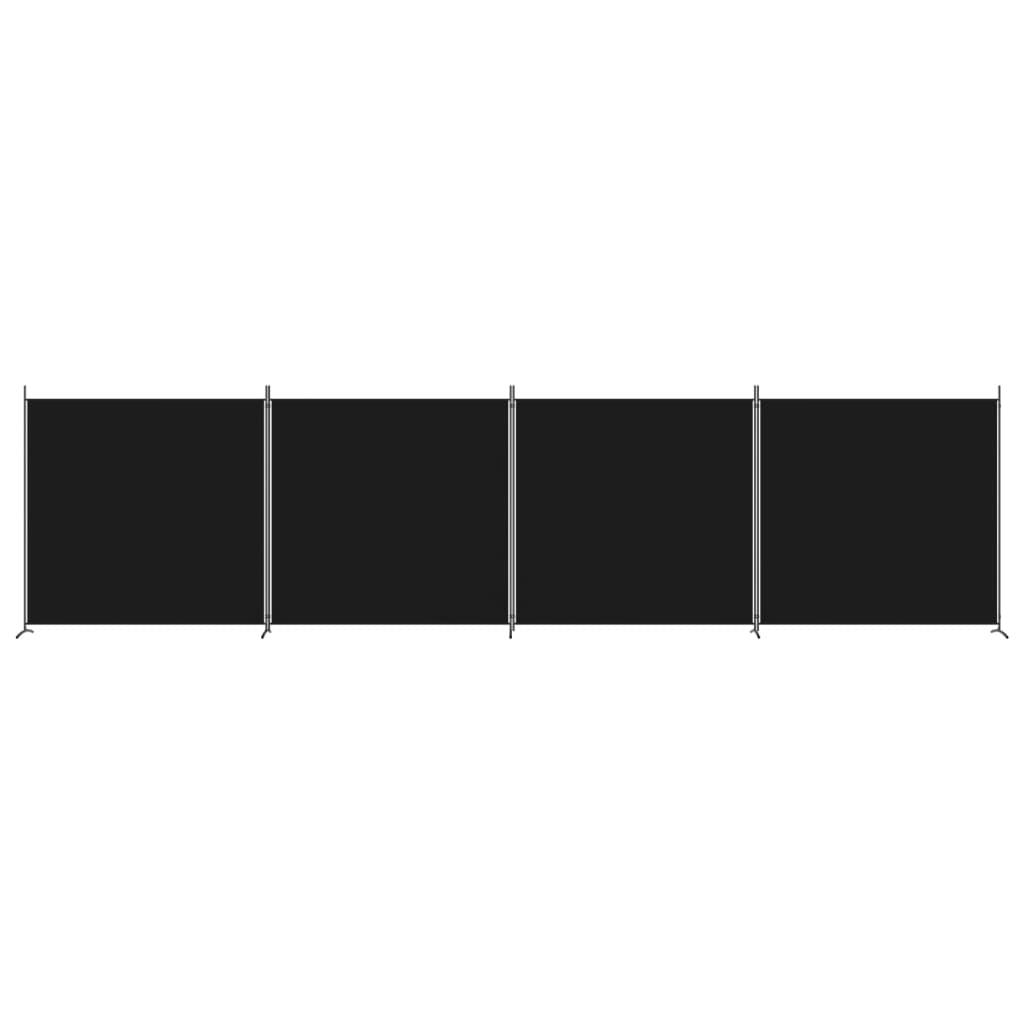 4-Panel Room Divider Black Fabric 698cm | Simpledeals