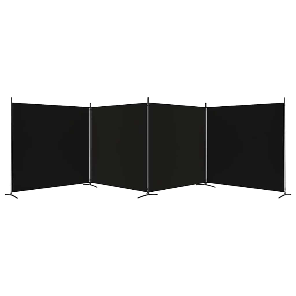 4-Panel Room Divider Black Fabric 698cm | Simpledeals