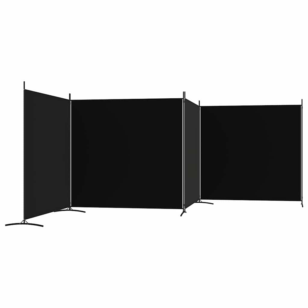 4-Panel Room Divider Black Fabric 698cm | Simpledeals