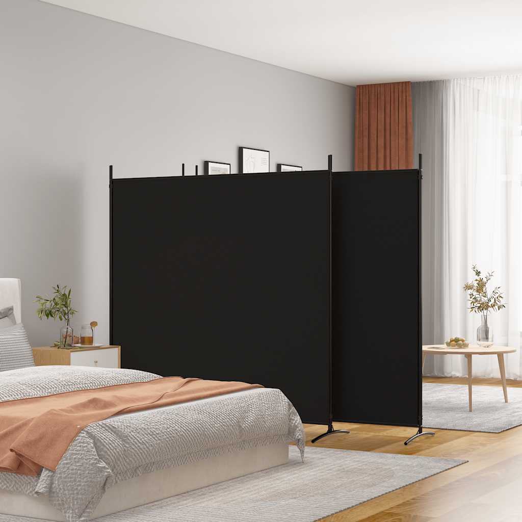 4-Panel Room Divider Black Fabric 698cm | Simpledeals