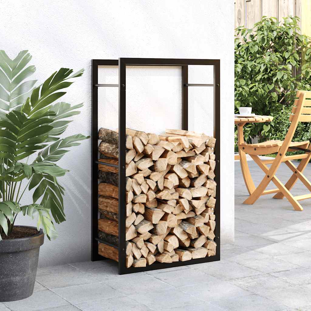 Firewood Rack Steel Matt Black 50x94cm | Simpledeals