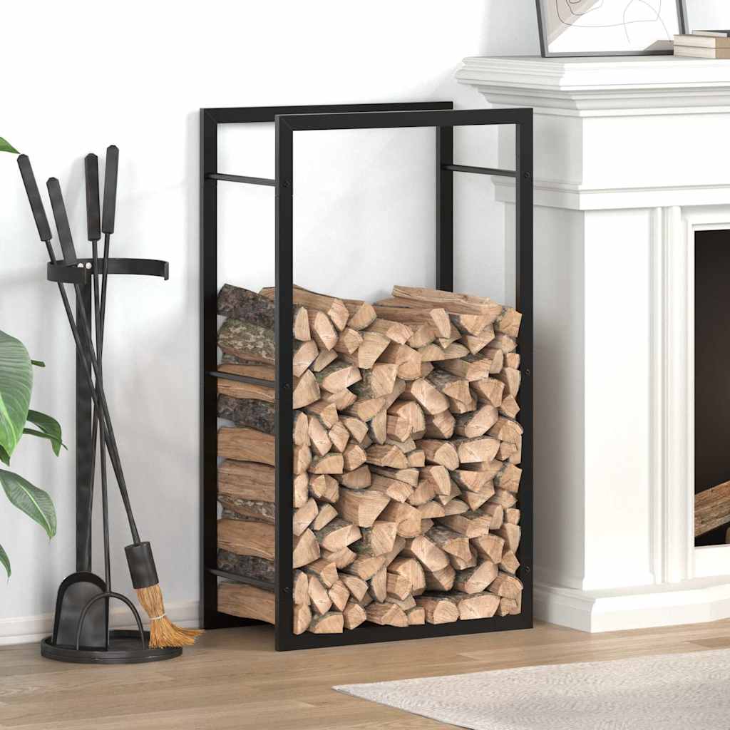 Firewood Rack Steel Matt Black 50x94cm | Simpledeals