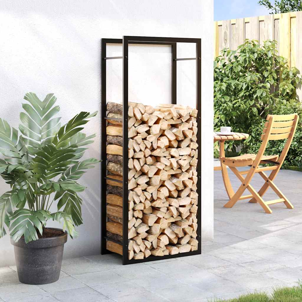 Steel Firewood Rack Matt Black 132cm | Simpledeals