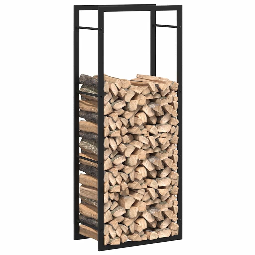 Steel Firewood Rack Matt Black 132cm | Simpledeals