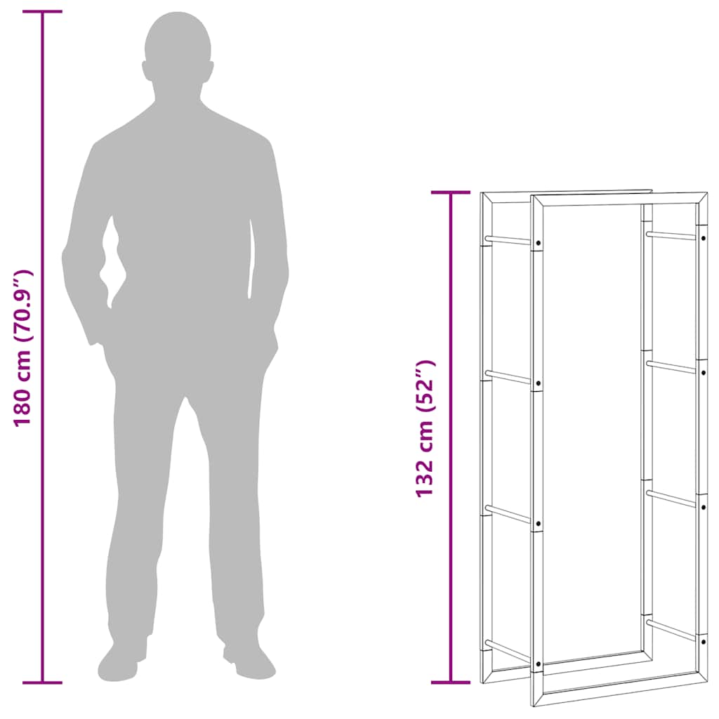 Steel Firewood Rack Matt Black 132cm | Simpledeals