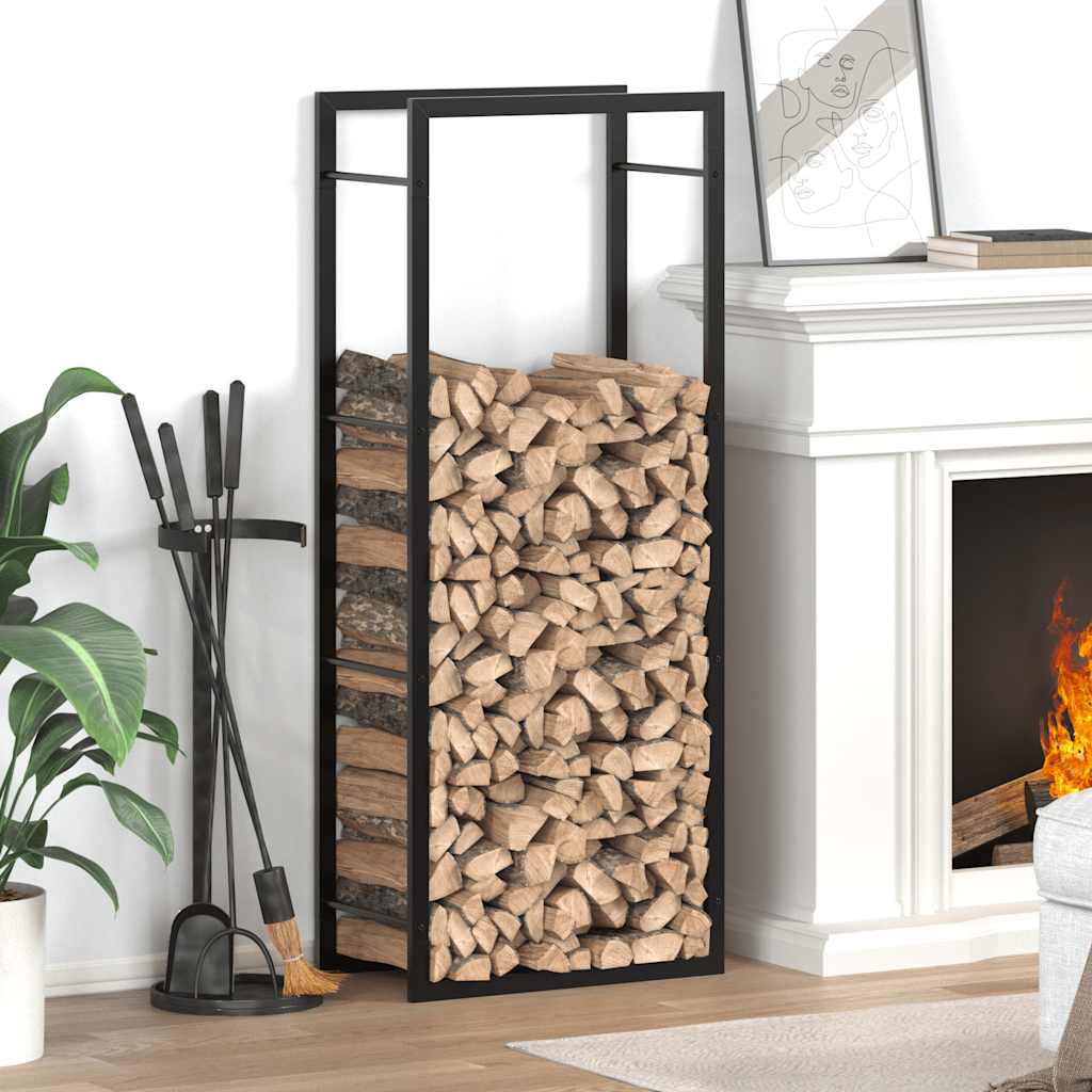 Steel Firewood Rack Matt Black 132cm | Simpledeals
