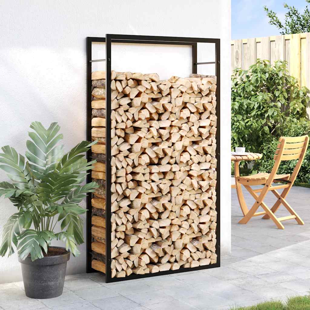 Steel Firewood Rack 154cm Matt Black | Simpledeals