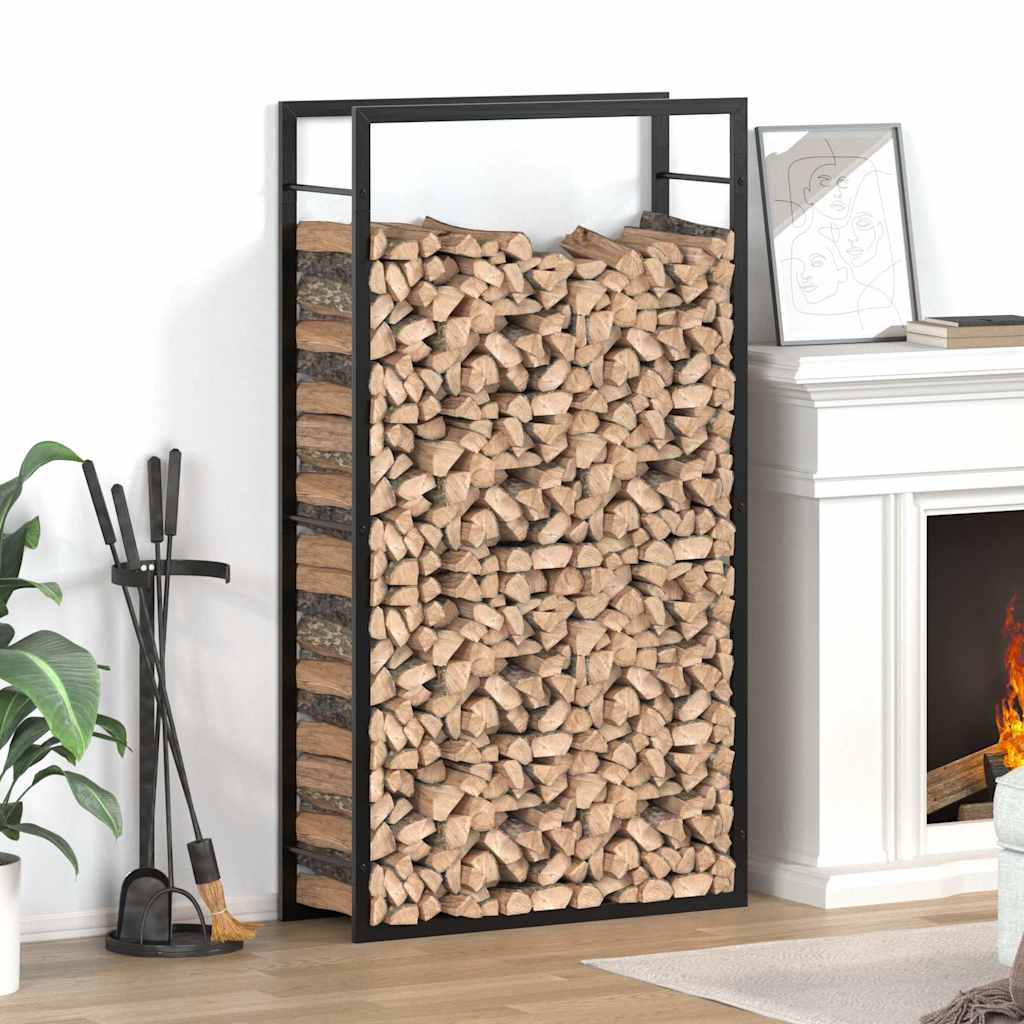 Steel Firewood Rack 154cm Matt Black | Simpledeals