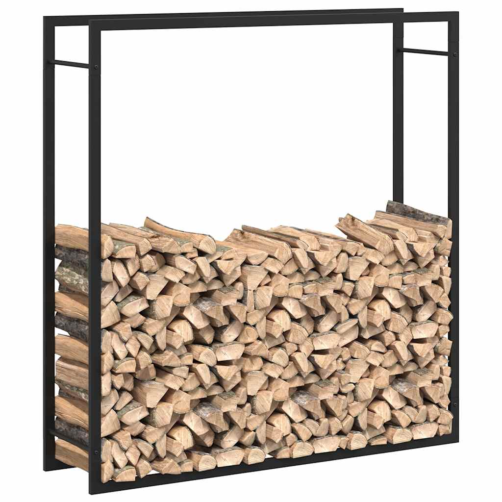 Steel Firewood Rack Matt Black 110cm | Simpledeals