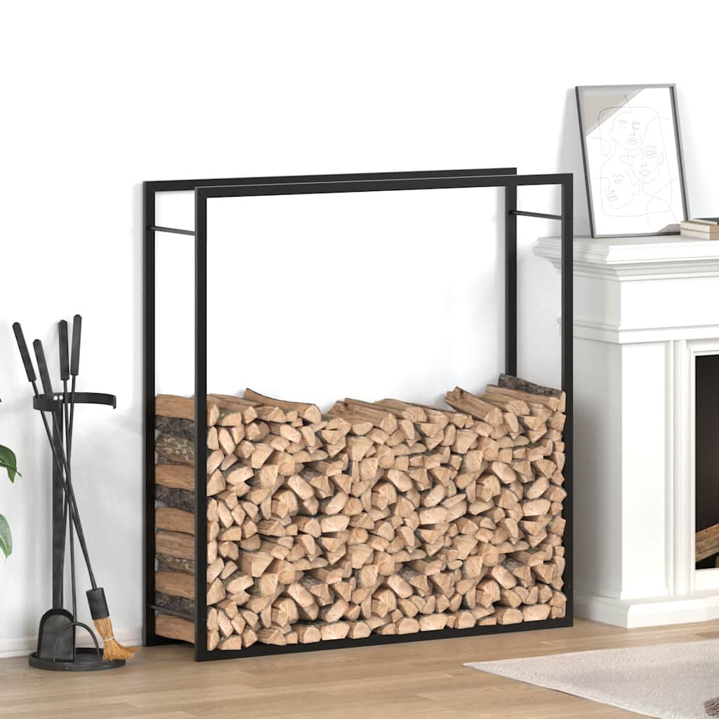 Steel Firewood Rack Matt Black 110cm | Simpledeals