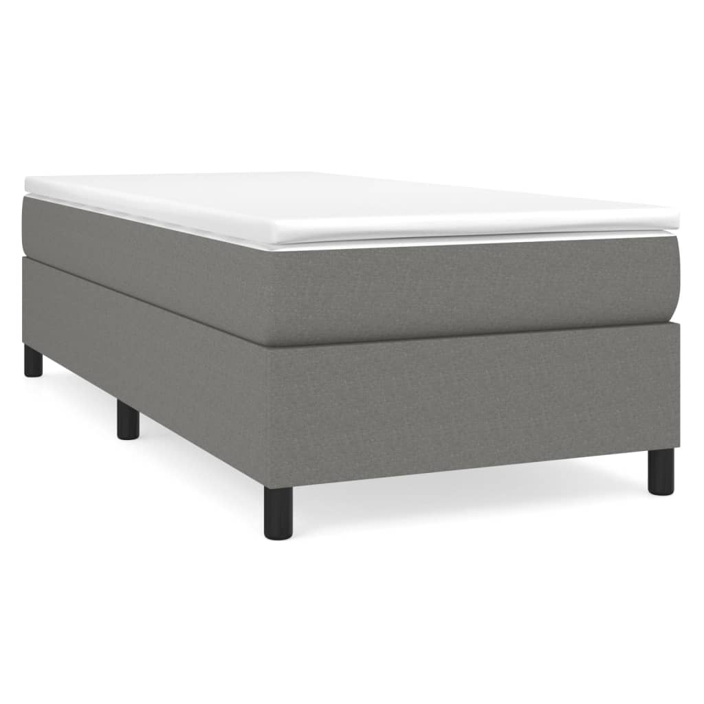 King Single Bed Frame Dark Grey Fabric Box Spring | Simpledeals